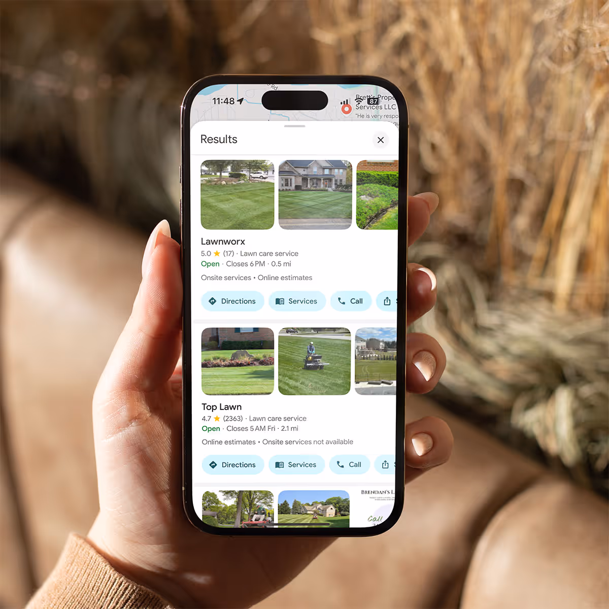 Local map-pack search results for a green-industry business